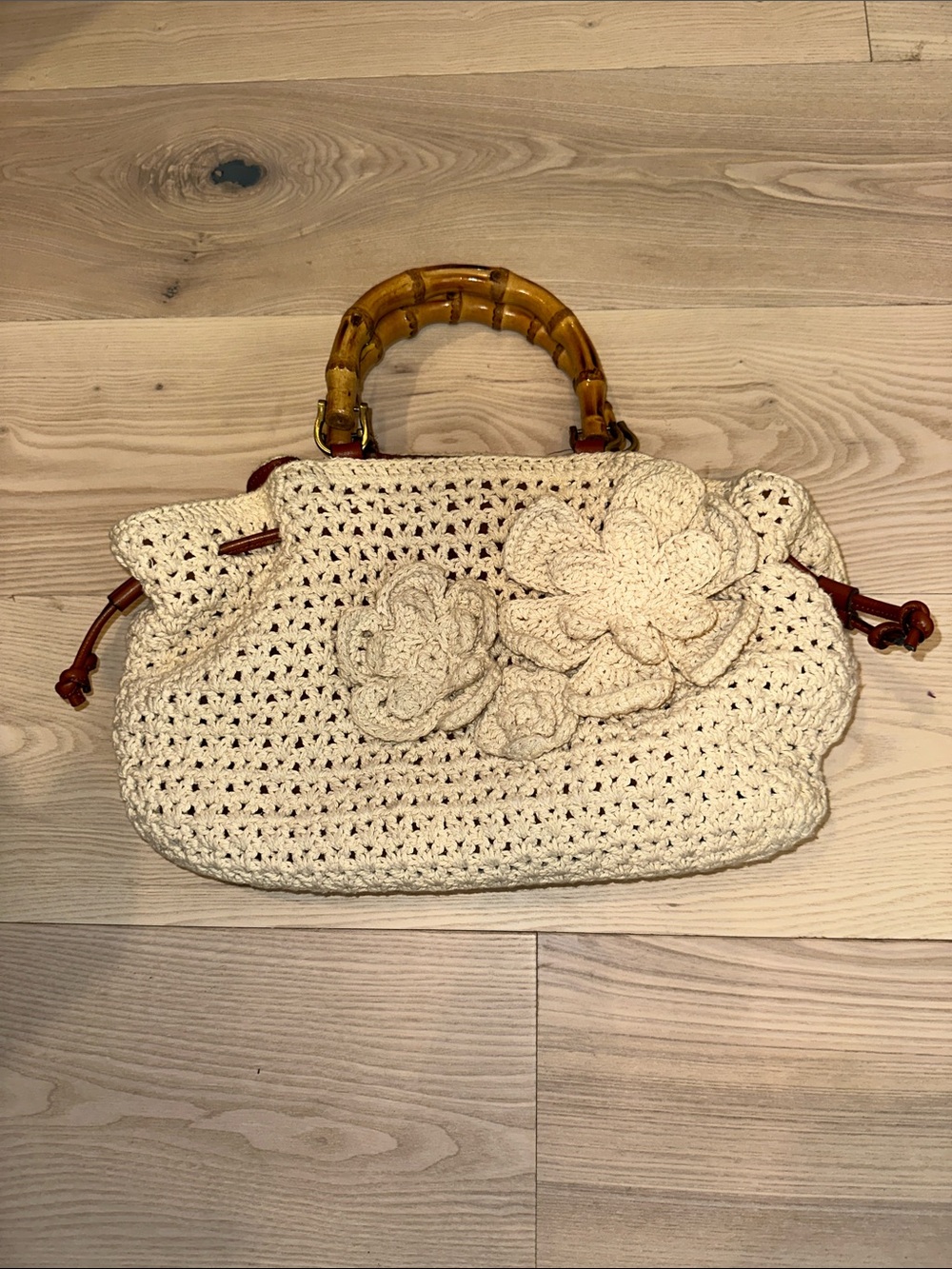 Patricia Nash Cantinella Crochet Bag with Bamboo Handles